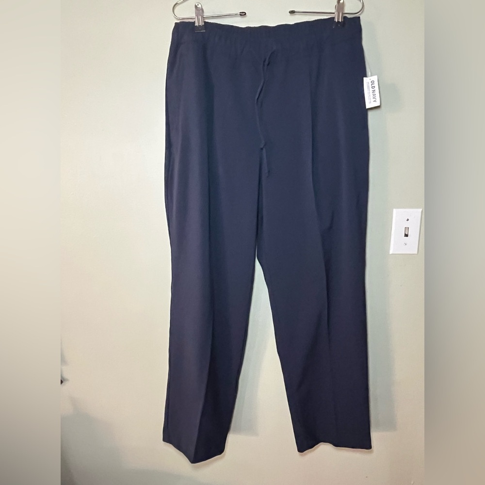 Old  Navy Womens Ankle Pleated Front Pull On Pants Navy Stretch L NWT